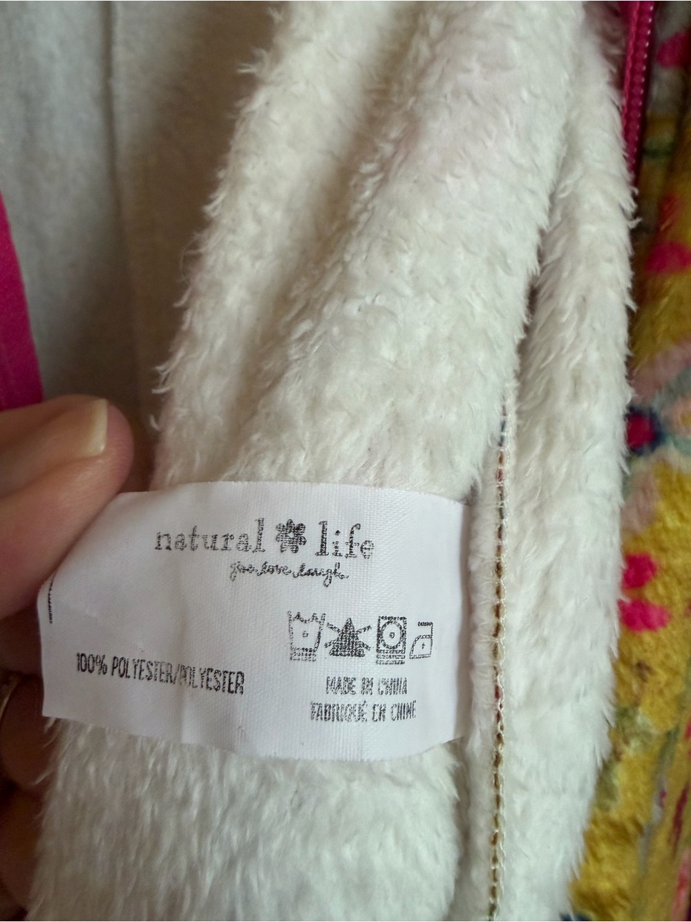 Natural Life Fleece One Piece Pajama Jumpsuit Floral Magenta Border Boho M - Picture 11 of 12
